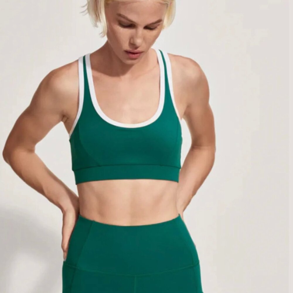 NWT Varley Move Selma Bra - Aventurine/White Size XL Women's Green